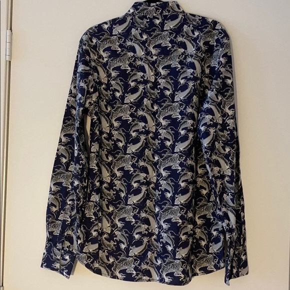 NWT Noize Amstrdm Navy Koi Long Sleeve Button Down - Picture 7 of 10
